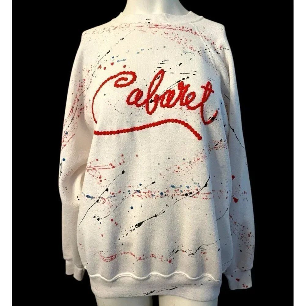 Tultex Large Cabaret Crew Neck Sweatshirt Splatter Paint Vintage Made in USA